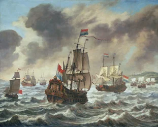 Before the Battle of the Downs, 21 October 1639, Showing Tromp’s Flagship ‘Amelia’